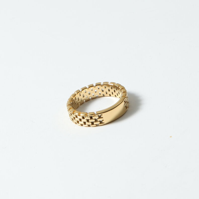 Mesh Chain Titanium Steel Gold Plating Rings