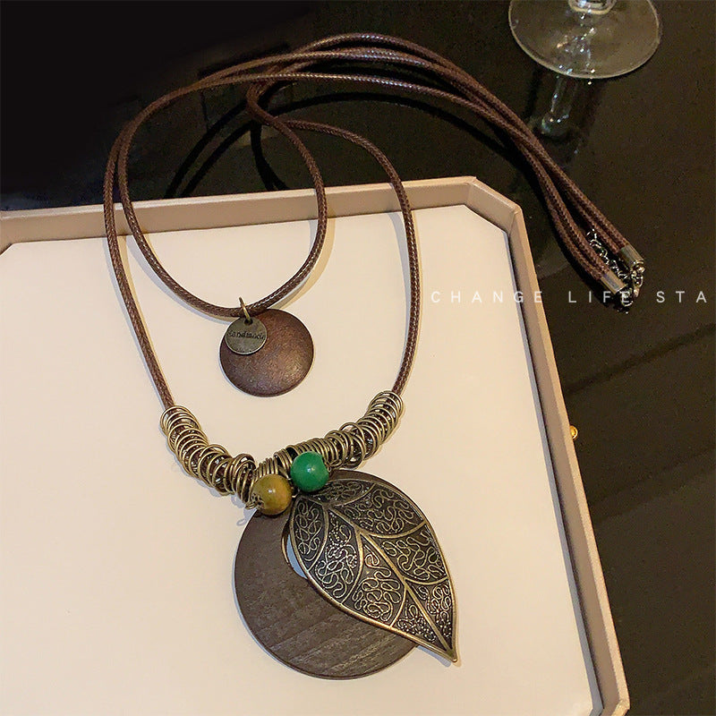 Style Mori Artistic Retro Ethnic Feather Necklaces