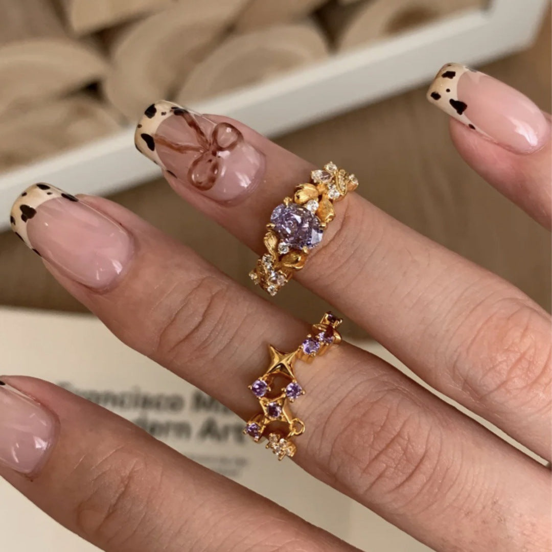 Female Starry Brushed Palace Style Light Rings