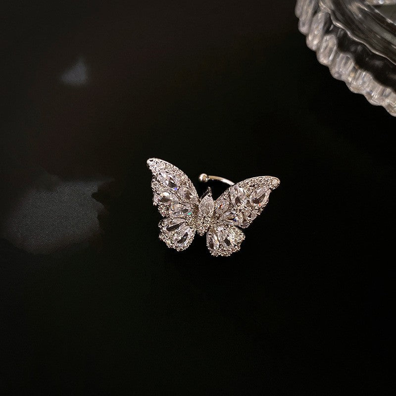 Zircon Butterfly Water Drop Ear Female Rings