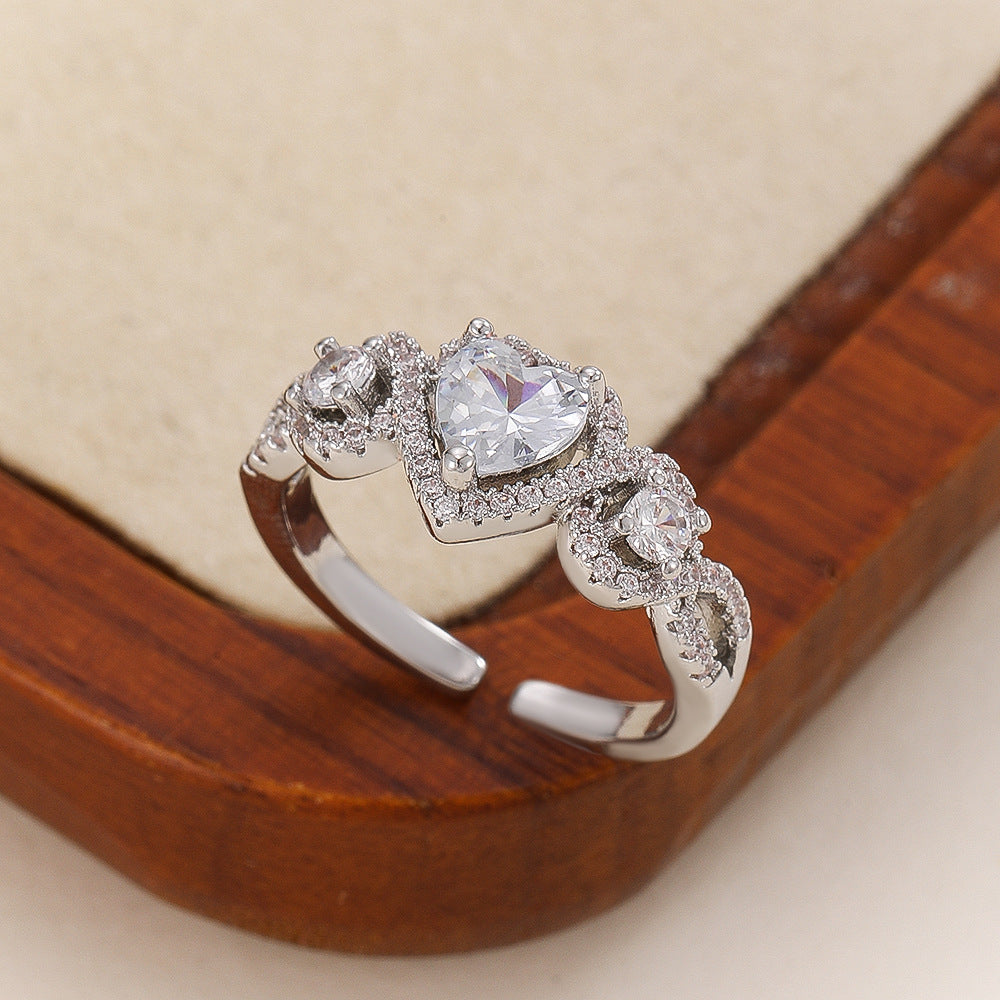 Beating Inlaid Zircon Diamond Affordable Luxury Fashion Heart-shaped Female Ring