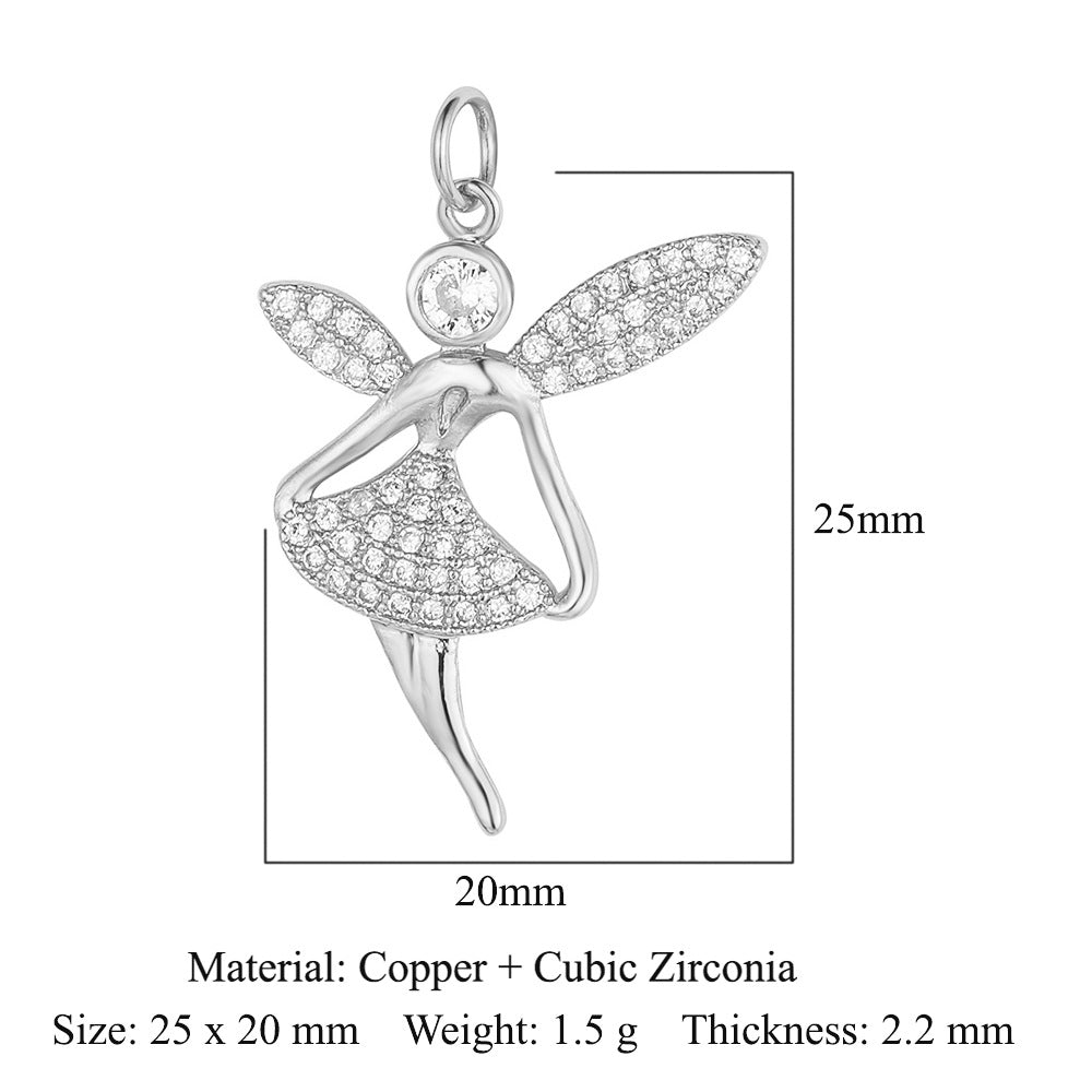 Copper Zircon Ornament Accessories Cross Love Pendants