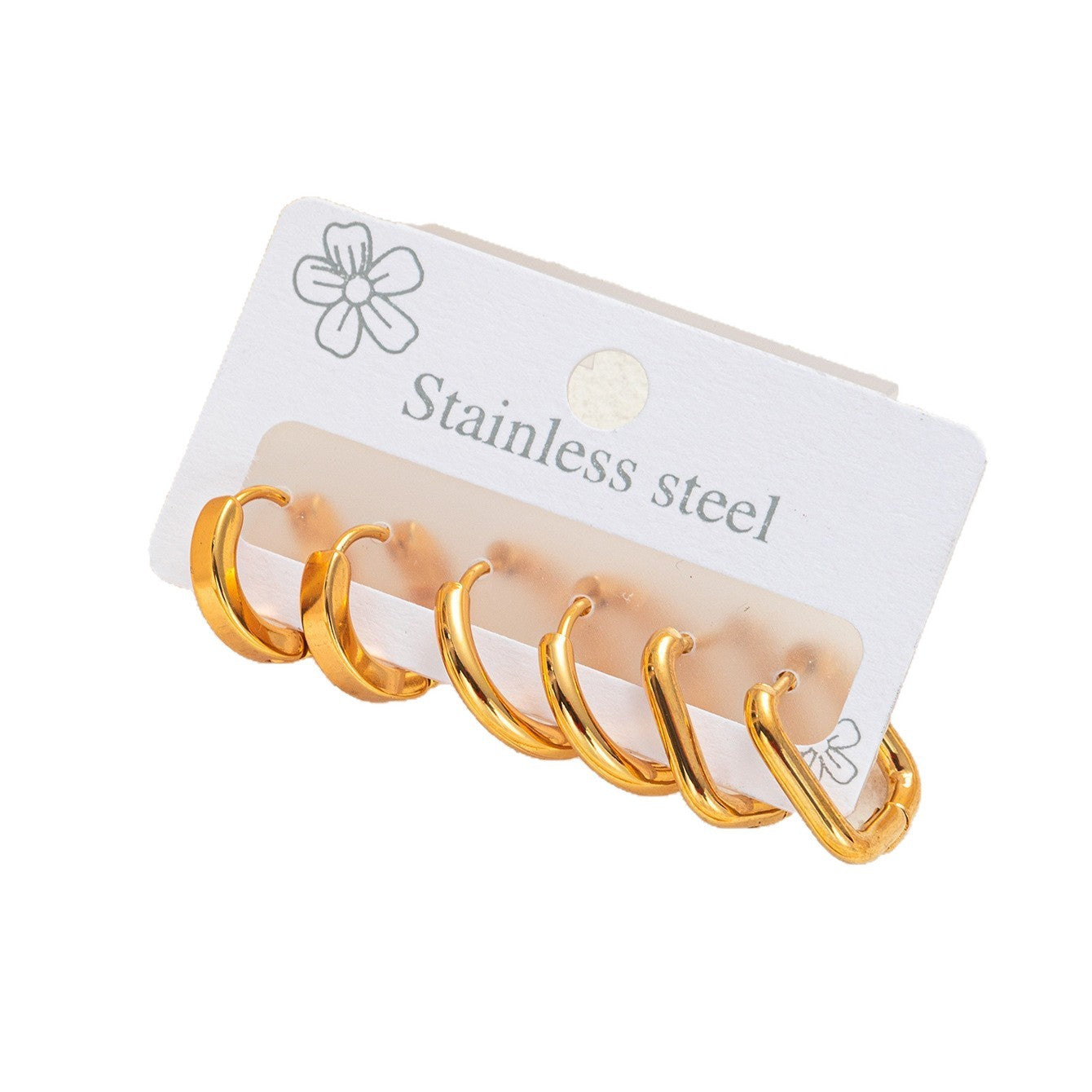 Quality Titanium Steel Ear Clip Colorfast Simple Temperament Round Stainless Stud Earrings