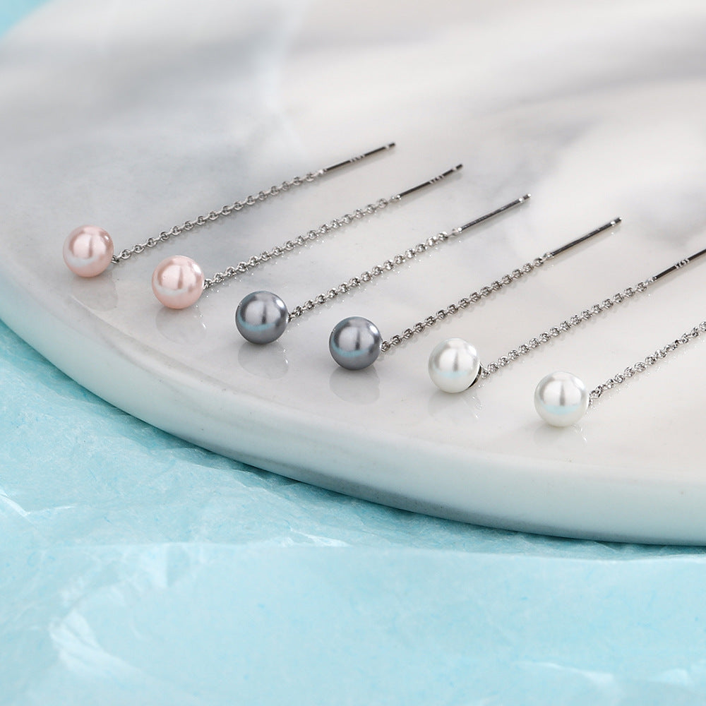 Pearl String French Style Super Fairy Long Earrings