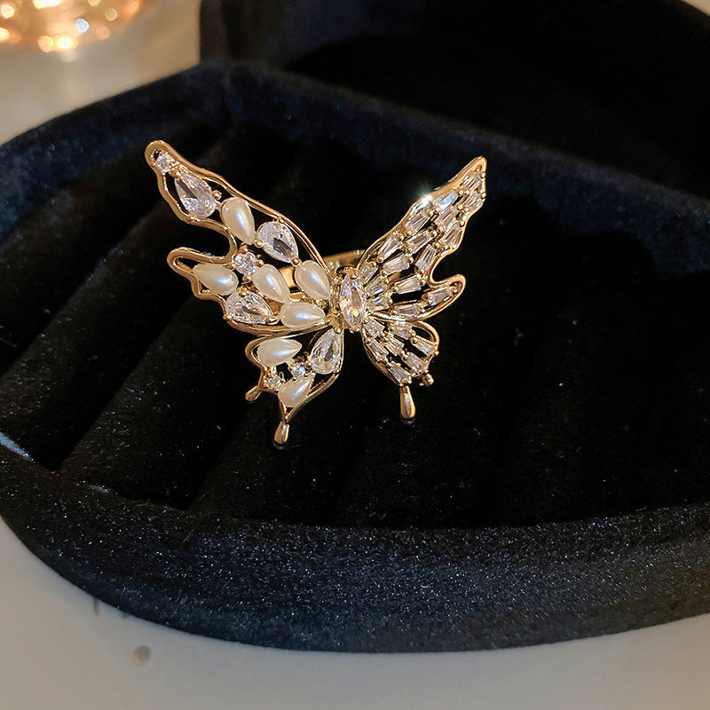 Women's Shining Diamond Snake-shaped Sier Open Advanced Texture Simple Trendy Cool Ring
