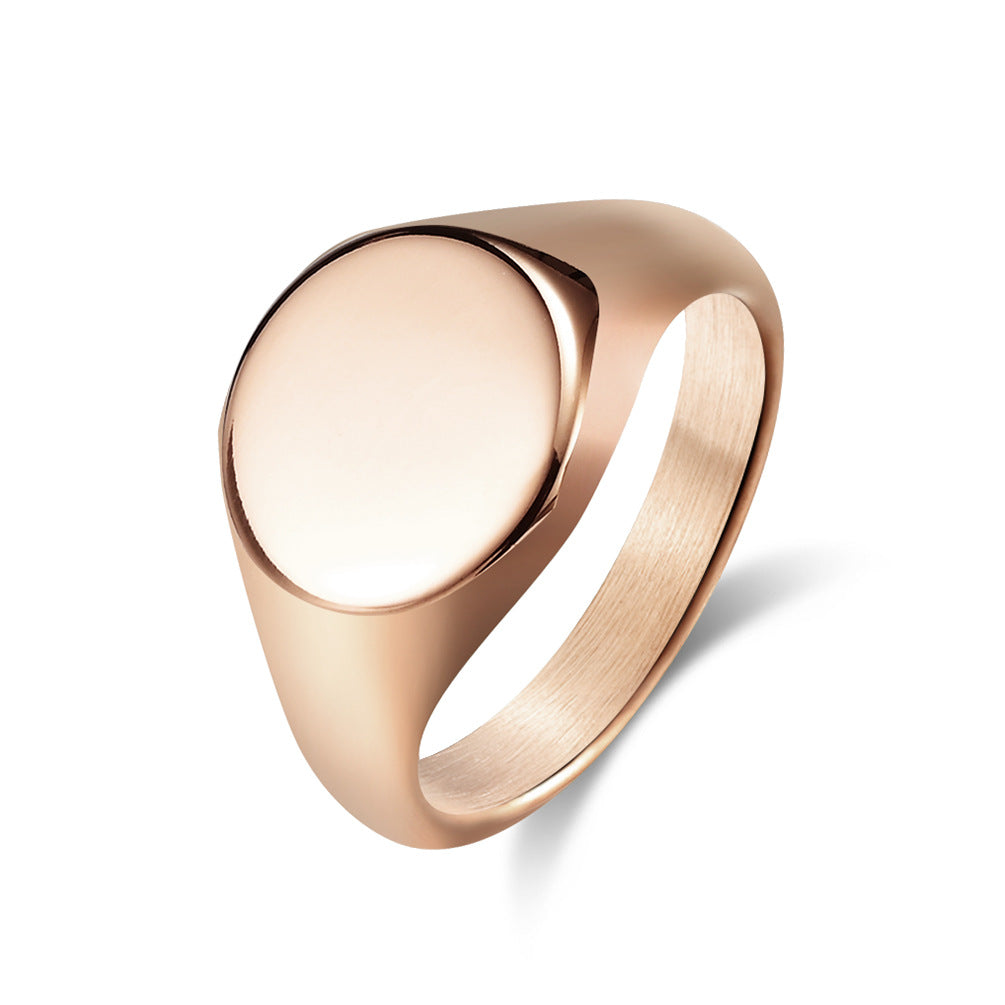 Light Luxury Titanium Steel Glossy Signet Rings