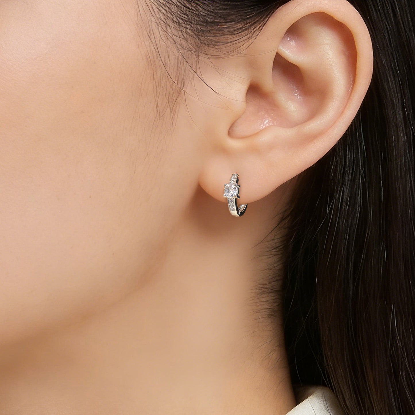 Trendy Clip Simple Bone Female Zircon Earrings