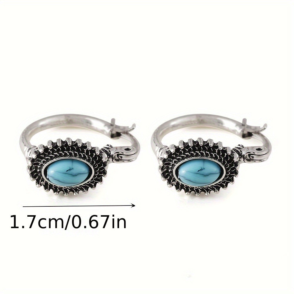 Fashion Vintage Turquoise Ear Clip Bohemian Earrings
