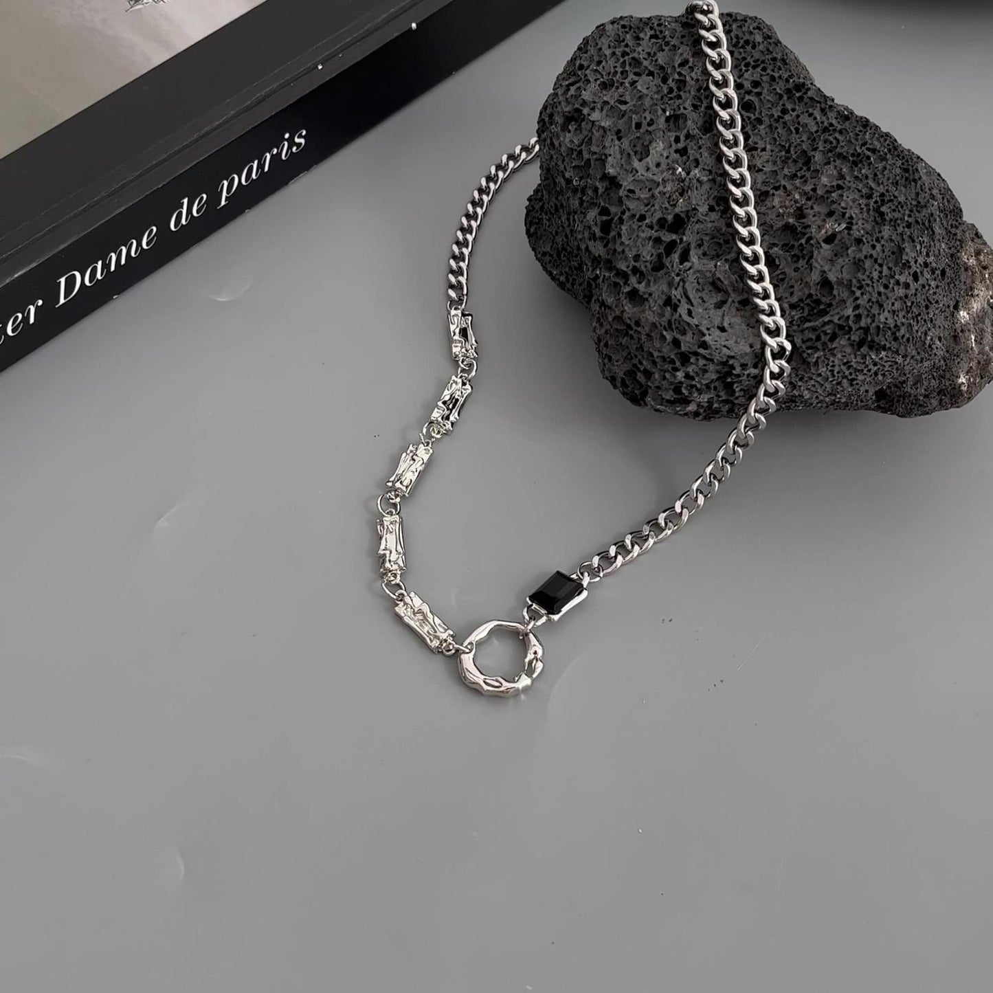 Women's & Men's Niche Design Titanium Steel Geometric Stitching For Hip Necklaces