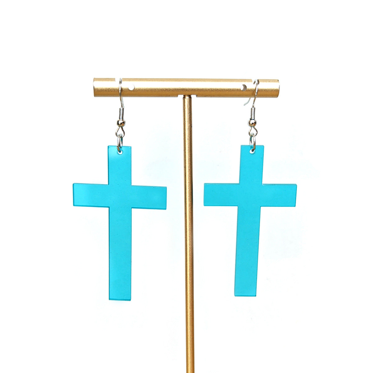 Black Cross Acrylic Long Geometric Lady Earrings