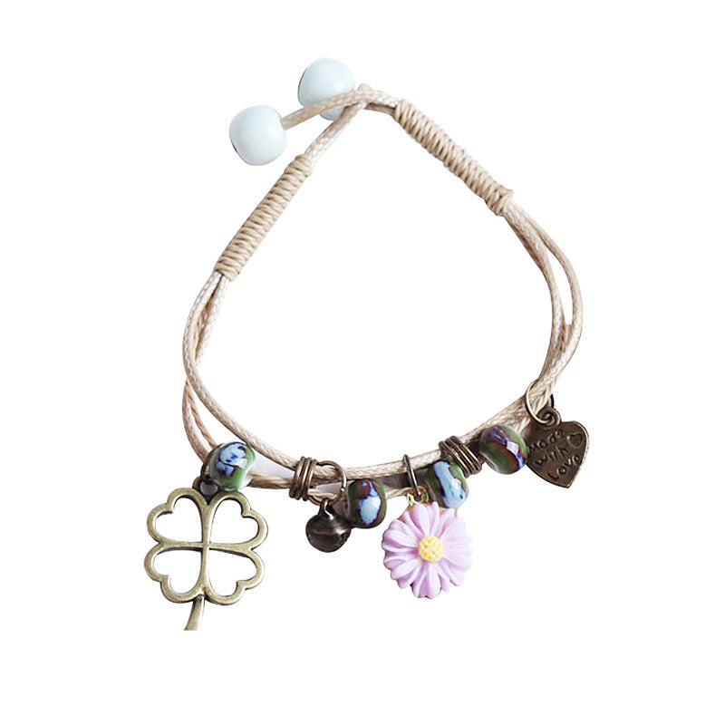 Handmade Elegant Daisy Stall Ceramic Flower Bracelet