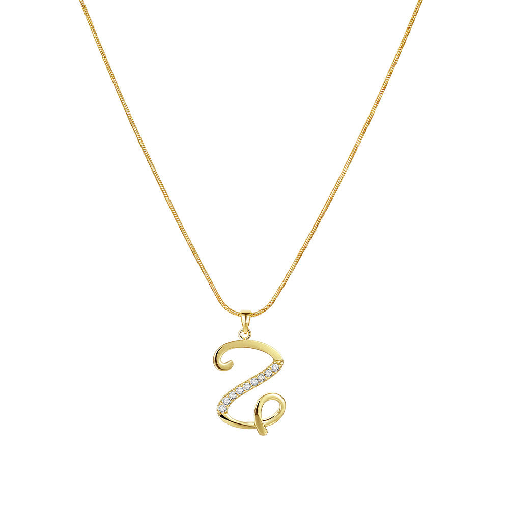 Simple Copper Inlaid Zircon Snake Chain Gold Advanced Necklaces