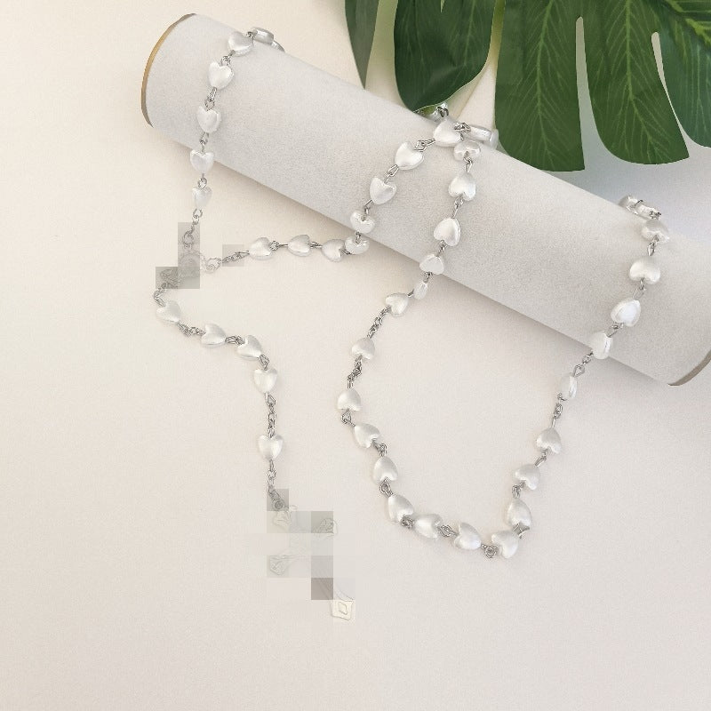 With Hearts Pink Beads High-grade Niche Affordable Luxury Style Stylish Necklace