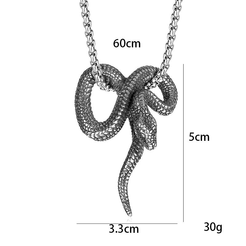 Men's Retro Creative Design Snake-shaped Stainless Steel Personalized Pendants