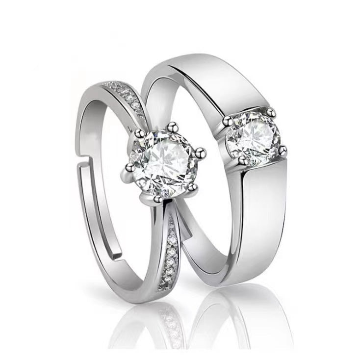 Women's & Men's Moissanite Zircon Engagement For Couple Classic Rings