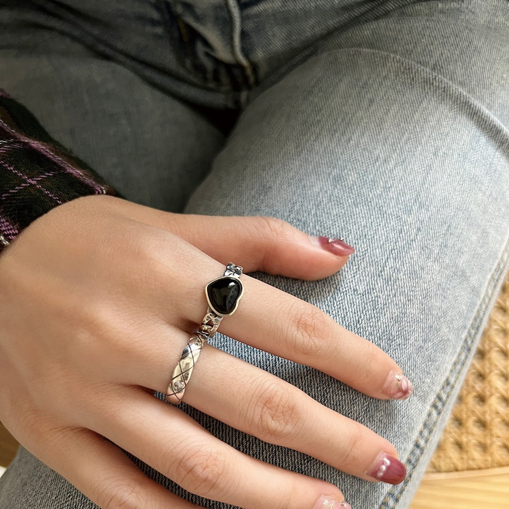 Love Mesh Female Personalized Minority Design Sense Geometric Open Index Ring