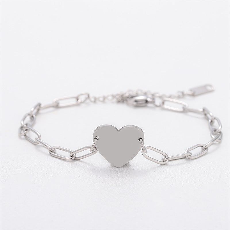 Stainless Steel Heart-shaped Clip Blank Material Festival Bracelets