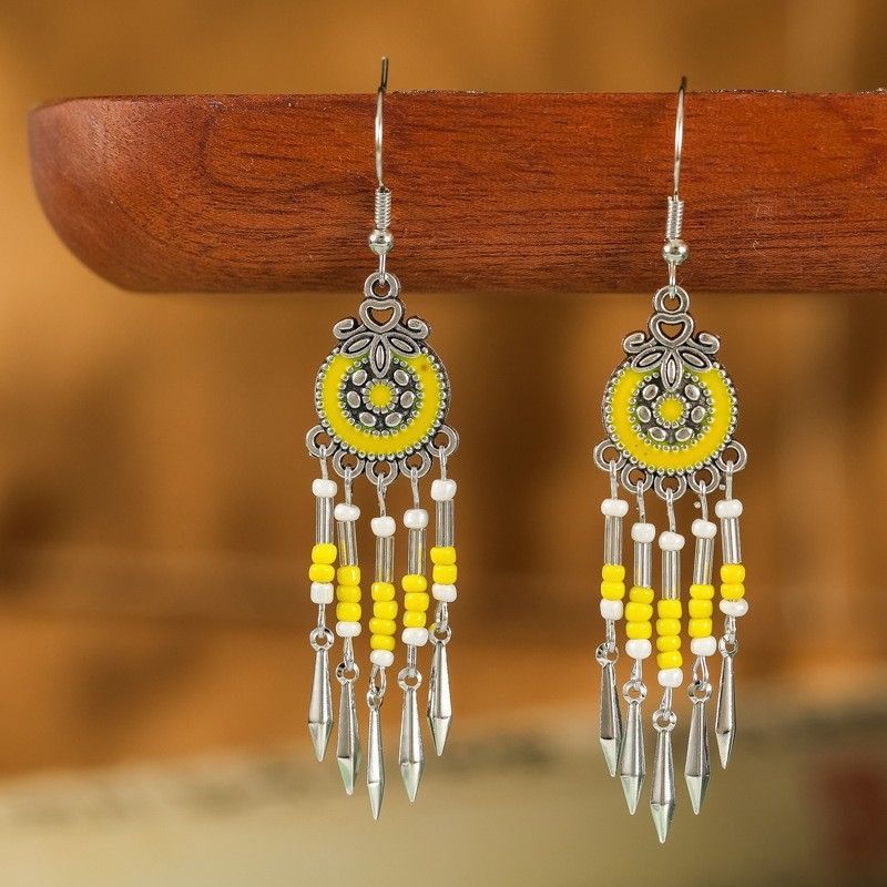 Ethnic Style Long Fringe Exotic Holiday Trip Earrings