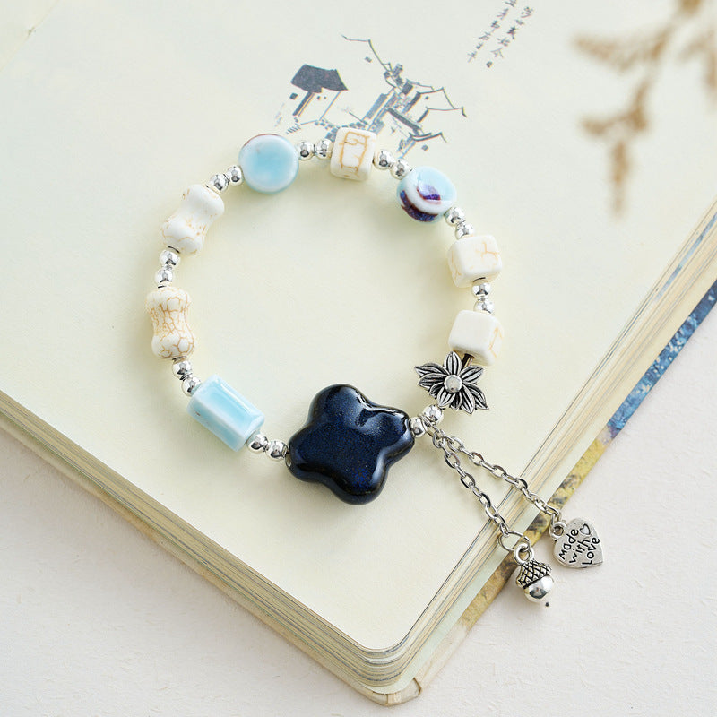 Chinese Natural Stone Porcelain Minimalist Female Bracelets