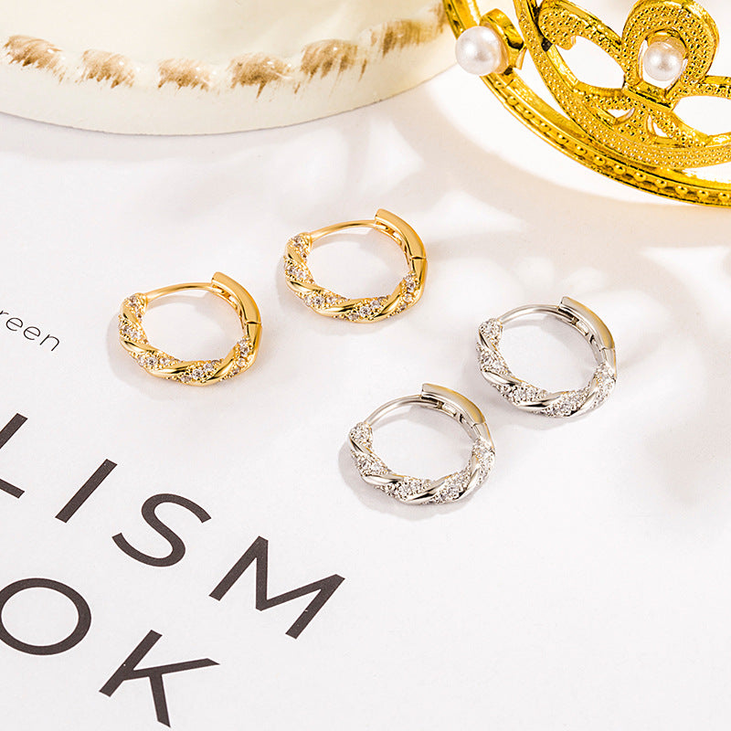 Mobius Clip Simple Korean Style Unique Hoop Zircon Earrings