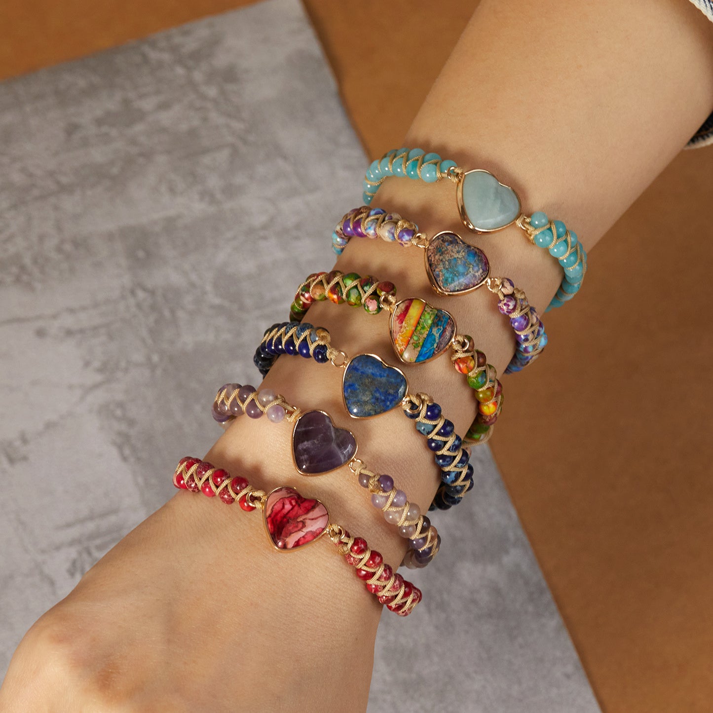 Peach Heart Emperor Stone Seven Pulse Bracelets