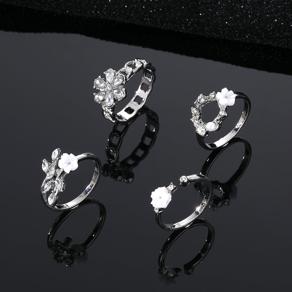 Women's Diamond Flower Fresh Alloy Niche High-grade Ring