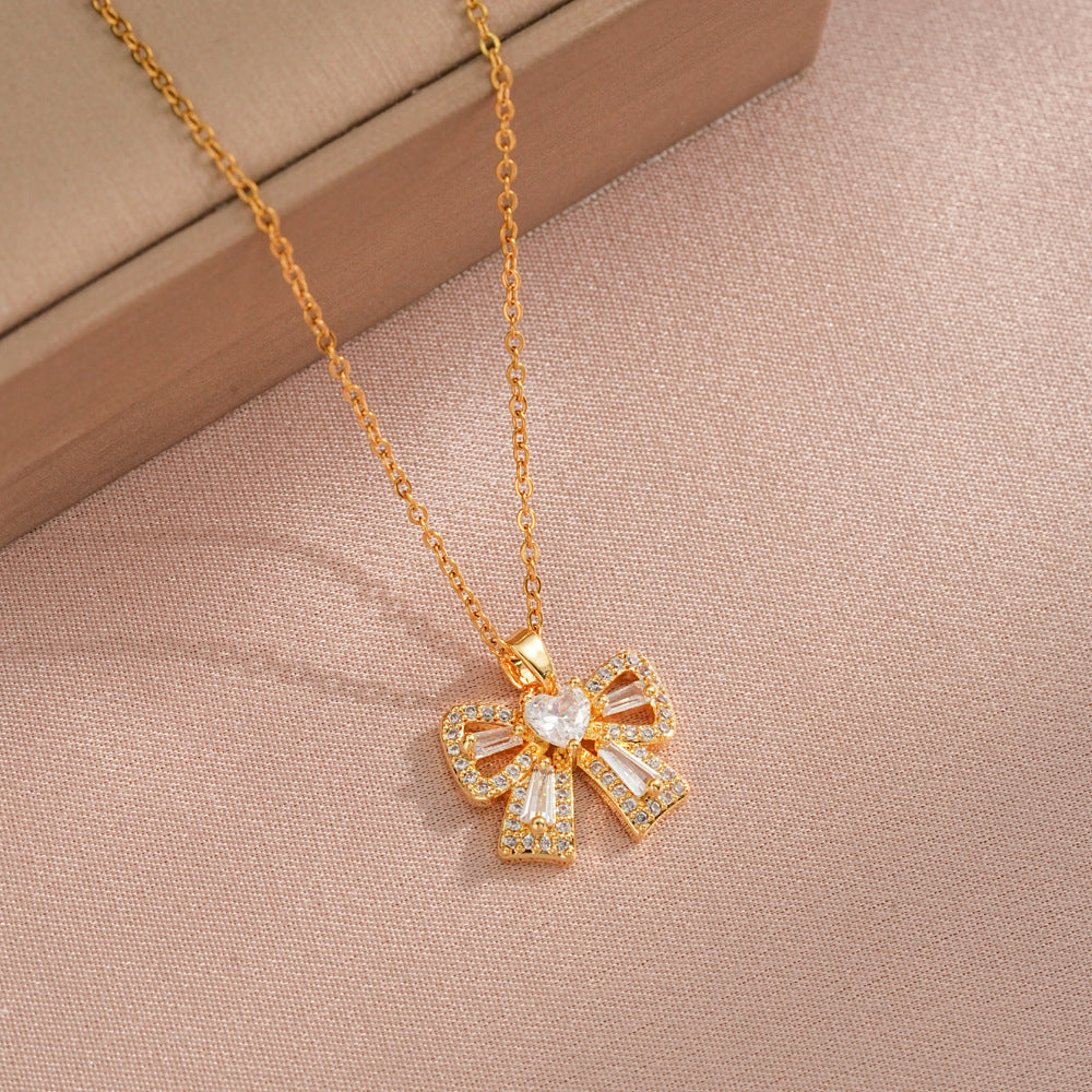 Women's Bow Zircon Special Interest Light Luxury Necklaces