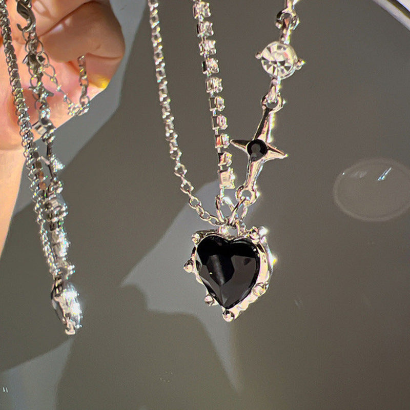 Women's Cool Hot Style Purple Rhinestone Heart Advanced Necklace