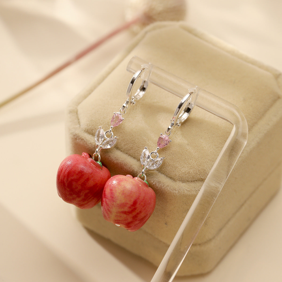 Zircon Simulation Apple Fruit Clip Cute Ear Buckle