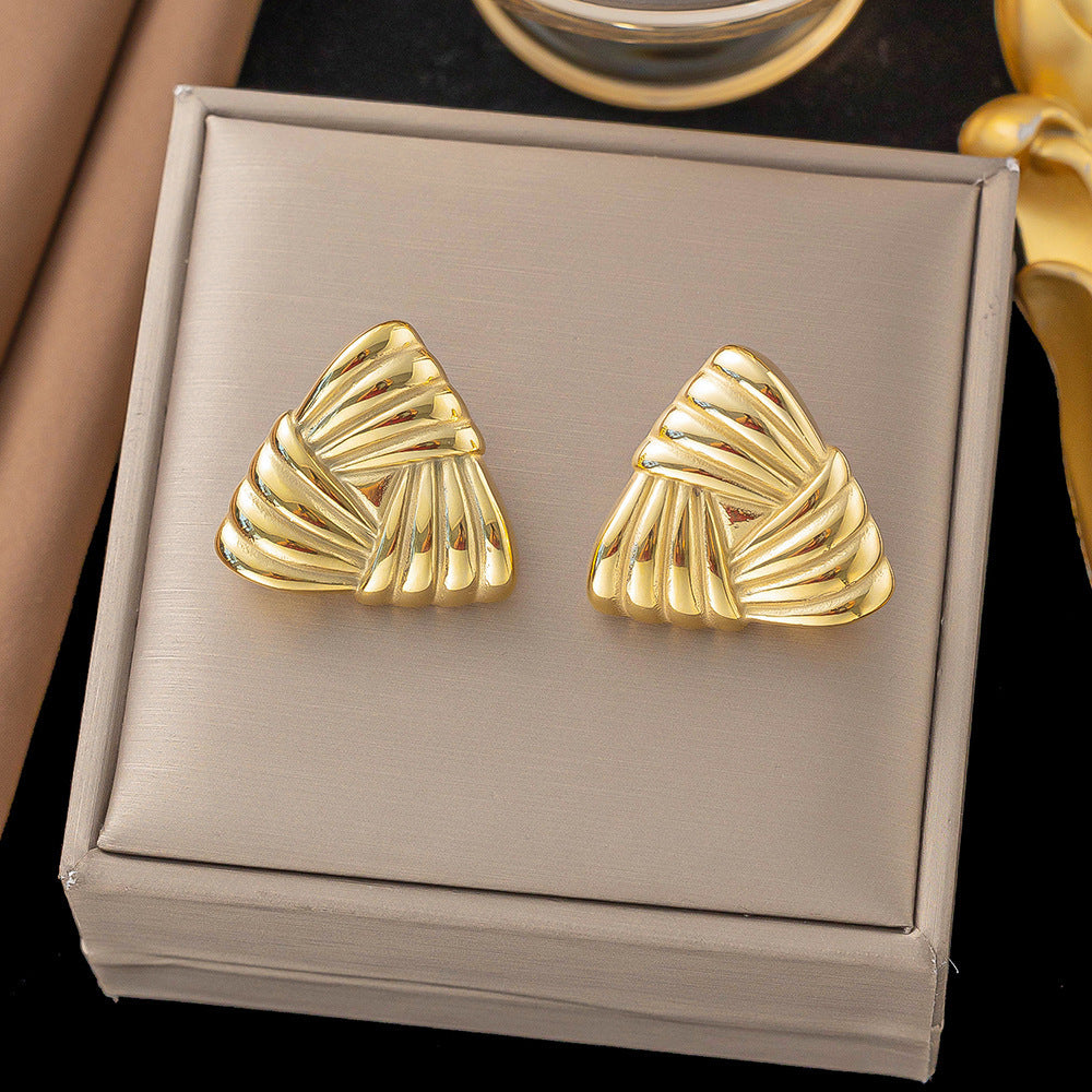 Fashion Geometry Pattern Metallic Triangle Striped Personalized Earrings