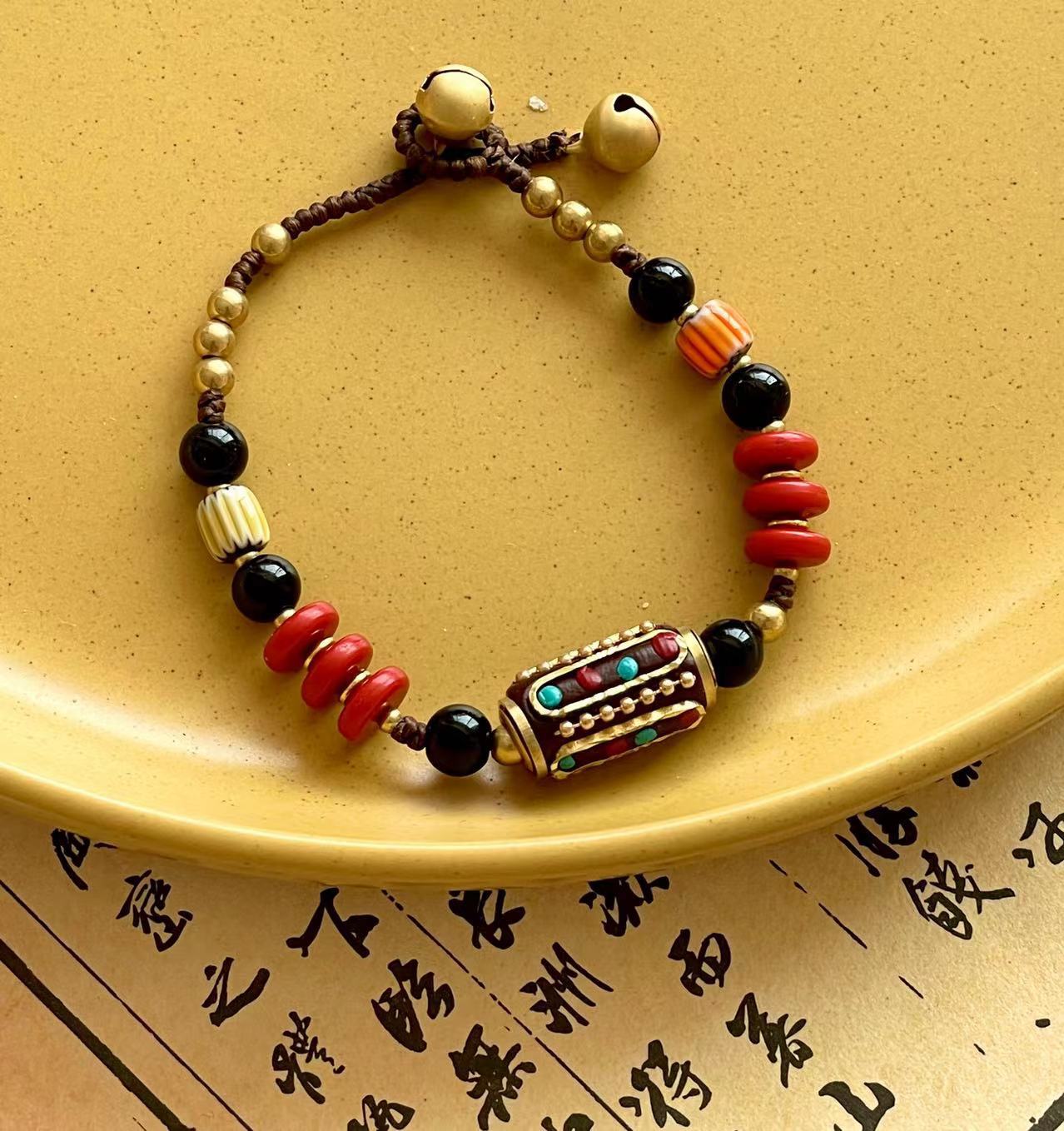Handmade Weave Vintage Nepal Ancient Pure Copper Ethnic Style Tibetan Bracelet