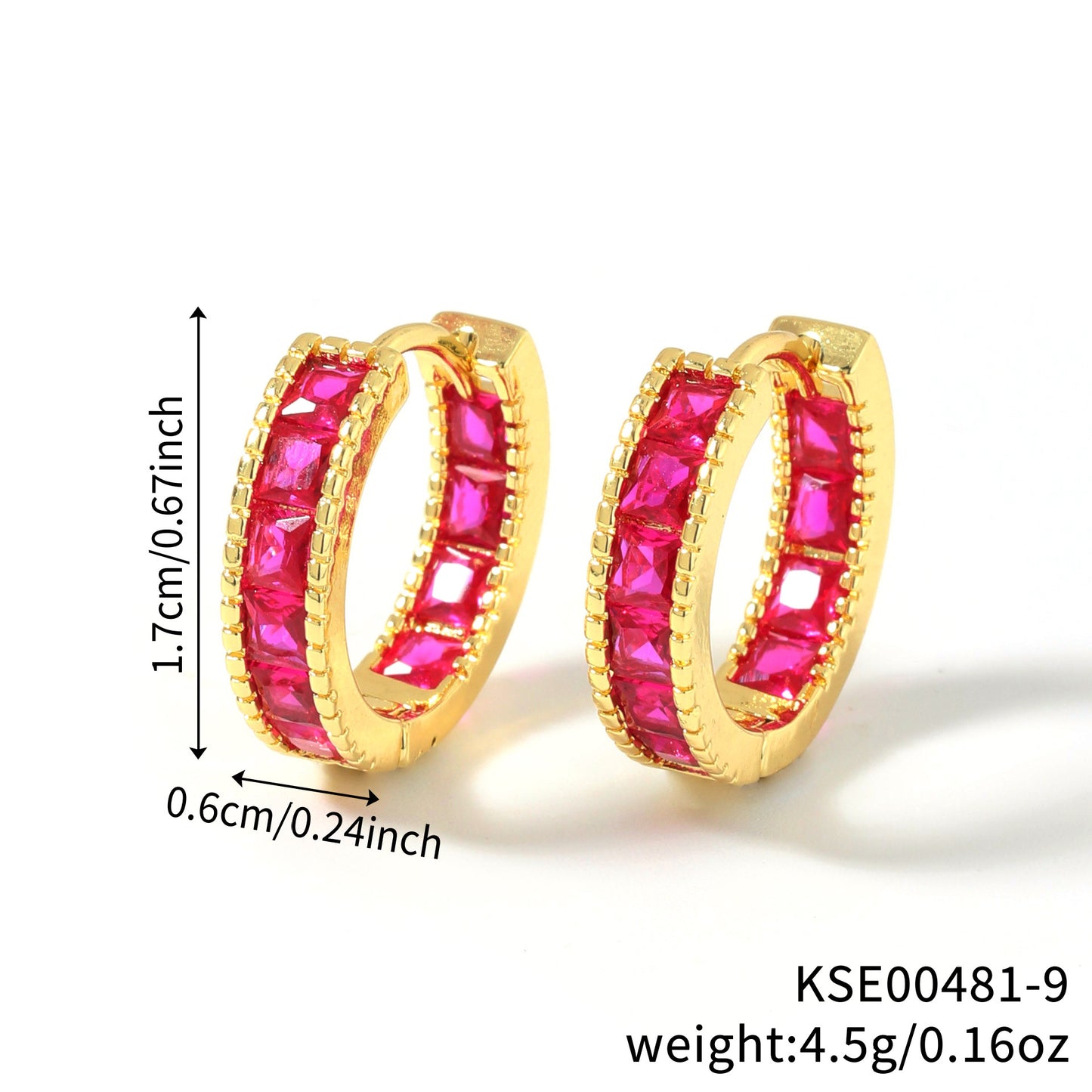 Color Square Zircon Shaped Clip Optional Fashion Full Diamond Ear Buckle