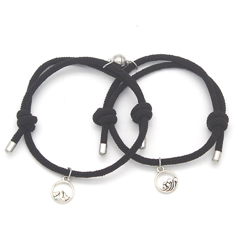 Alloy Sun Moon Oath Couple Magnet Bracelet