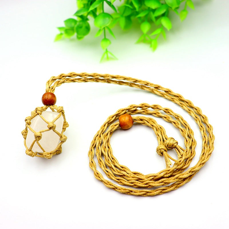 Stone Crystal Net Pocket Woven Vintage Pendants