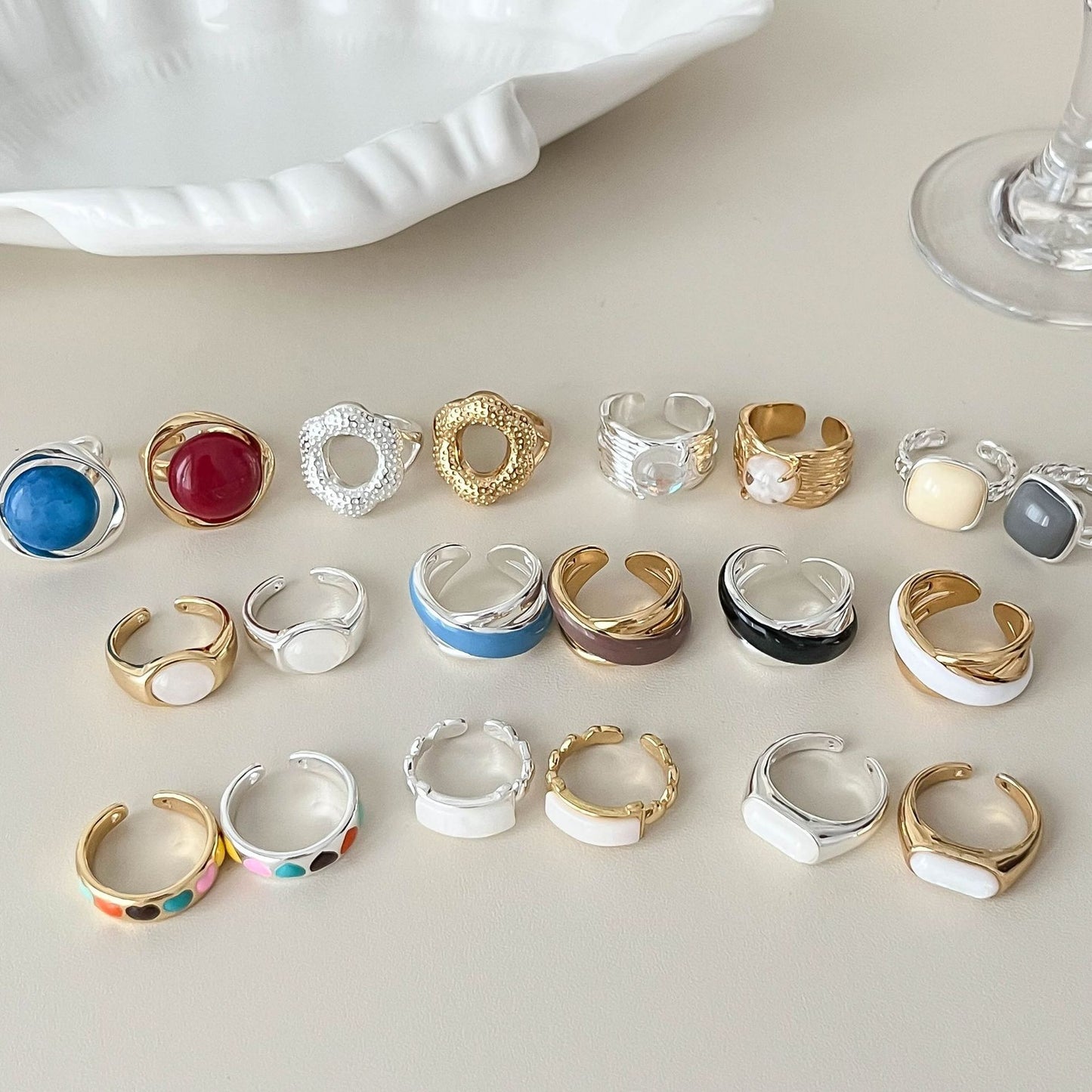 Interest Light Luxury Retro Minority Wide Personality Versatile Opening Adjustable Ring
