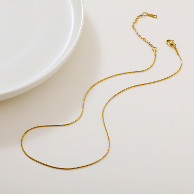 Single Chain Box Melon Seeds Side Hammer Round Snake Bone Necklaces