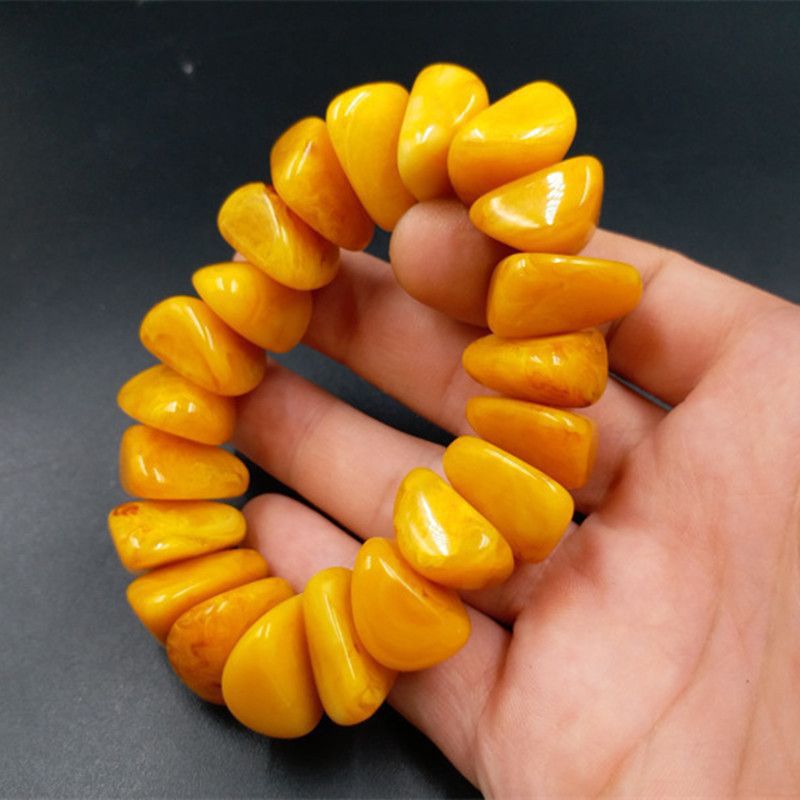Beeswax Yellow Chicken Grease Color Barrel Beads Round Bracelet