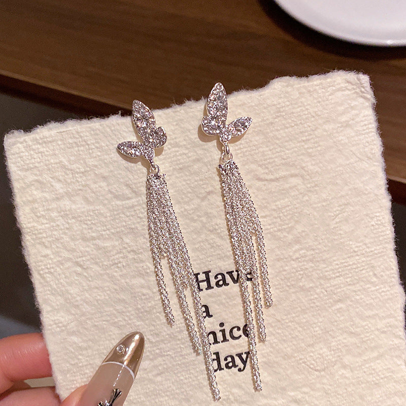 Women's Sparkling Long Fringe Light Luxury Minority High-grade Earrings