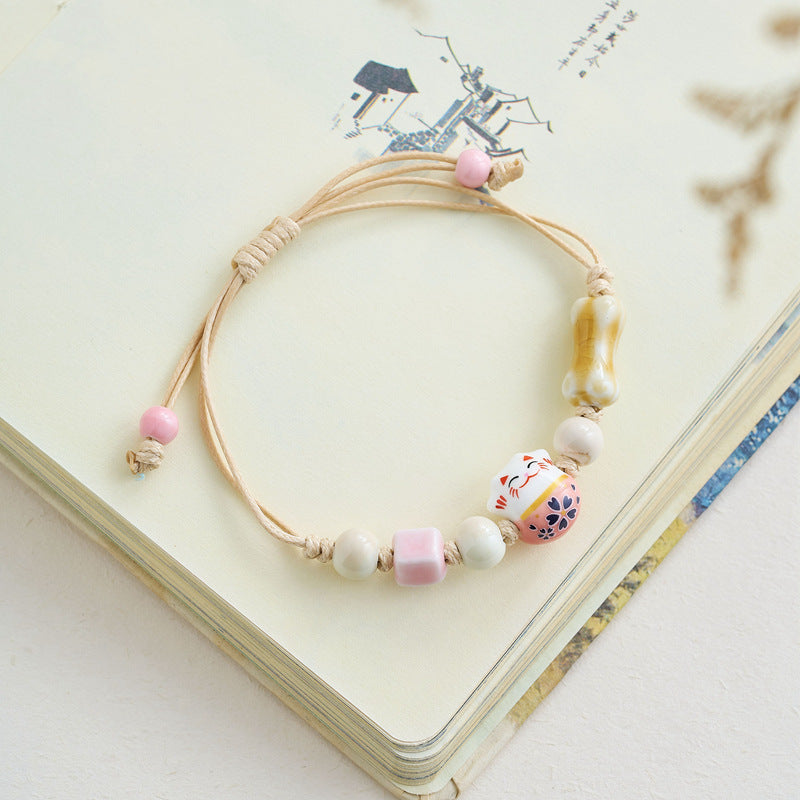 Chinese Natural Stone Porcelain Minimalist Female Bracelets