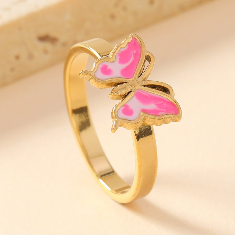 Wind Welding Drop Oil Butterfly Forefinger Rings