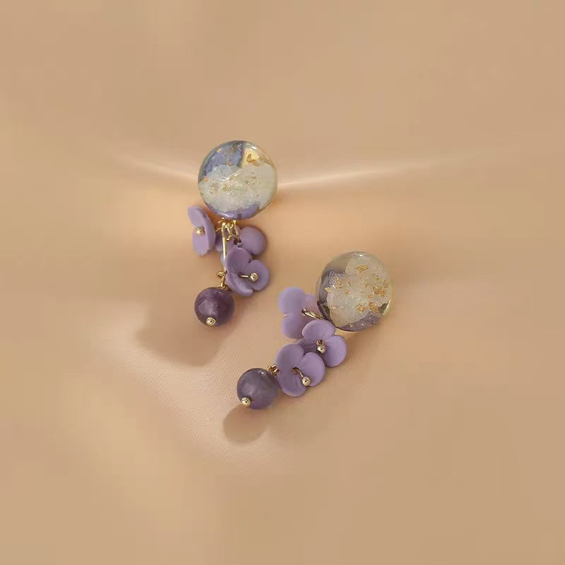Women's Petal Pearl Mori Style Niche Design Stud Earrings