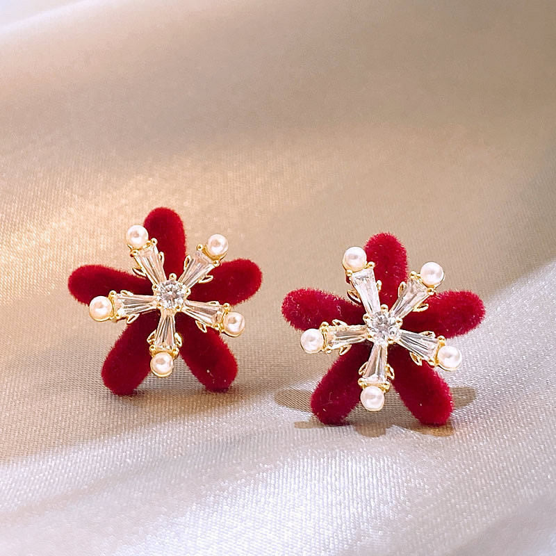 Red Unique Design Fashionable Light Luxury Premium Stud Earrings