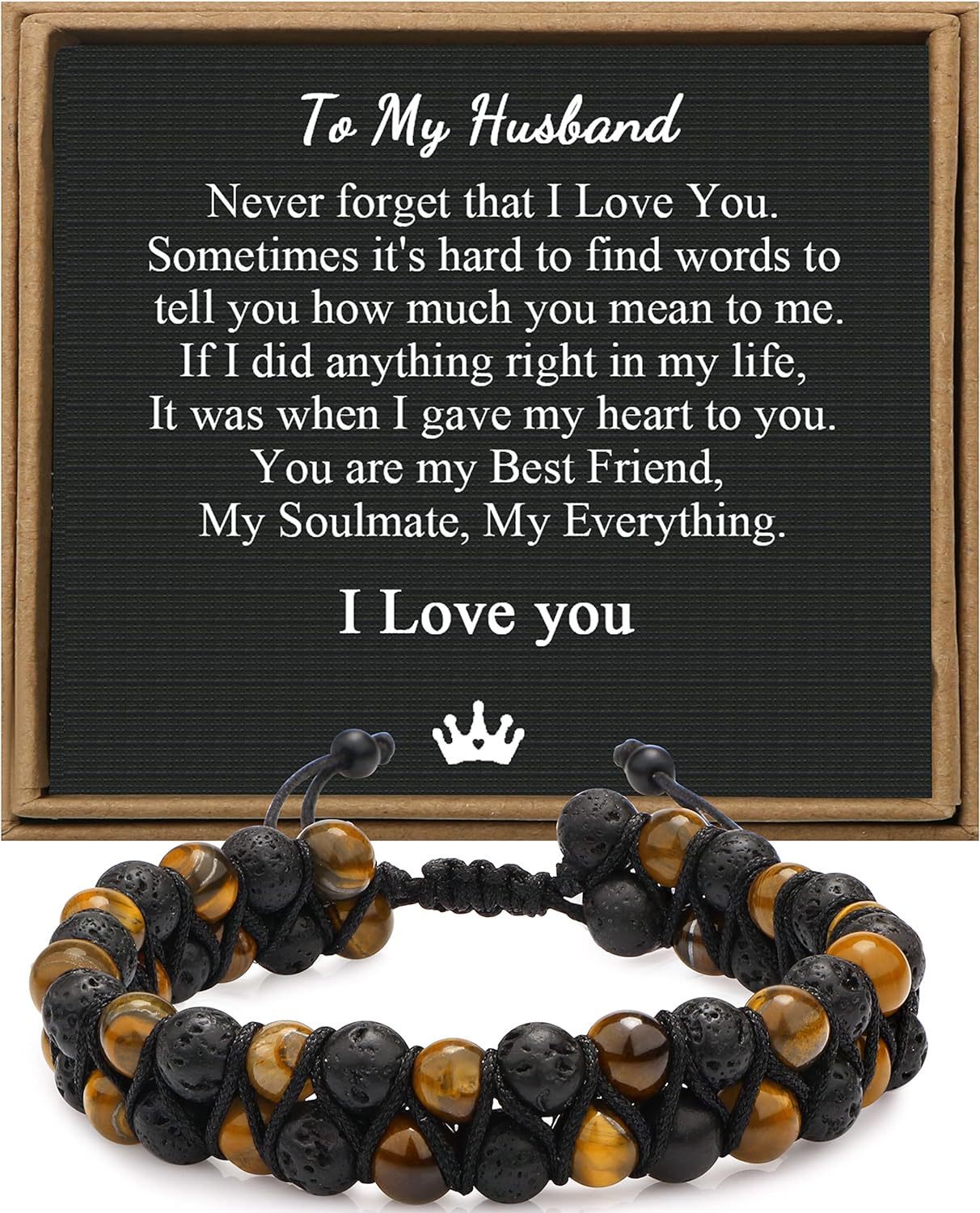 Men's Stone Tiger Eye Woven Adjustable Beaded Bracelet