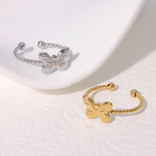 Butterfly Twisted Opening Niche Personality Graceful Cute Gold-plated Rings