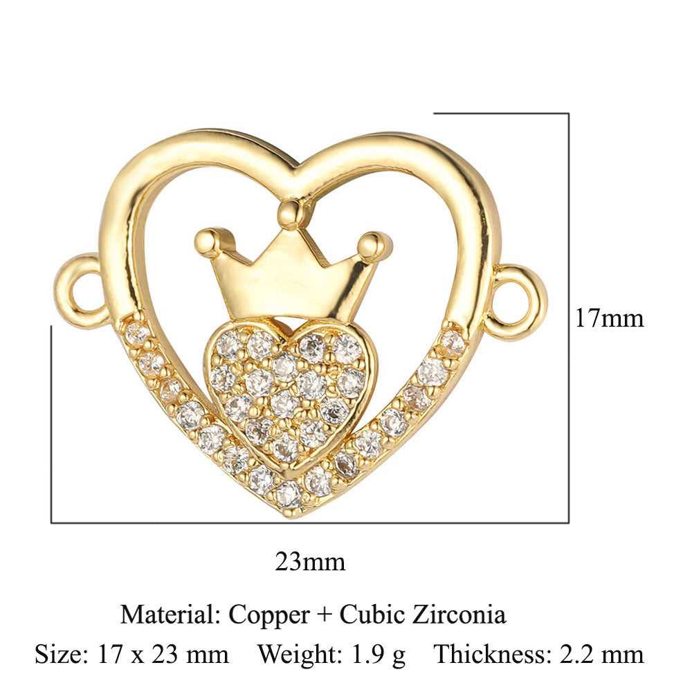 Copper Zircon Ornament Accessories Love Crown Pendants