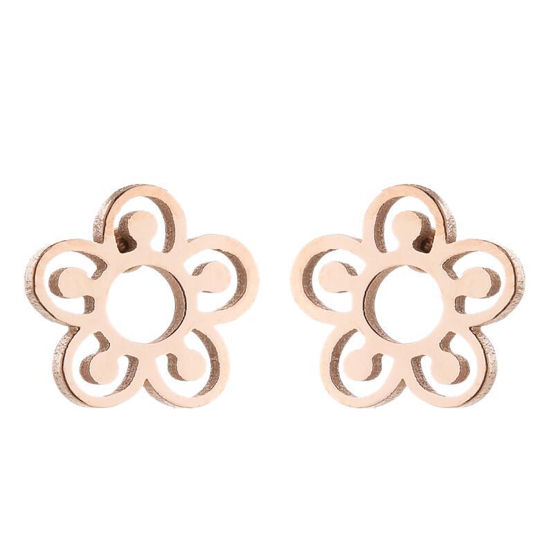 Lotus Ear Bone Hollow Origami Stainless Stud Earrings