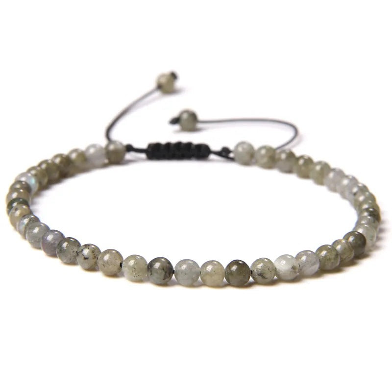 Agate Stone Braided Adjustable Gemstone Beads Bracelet