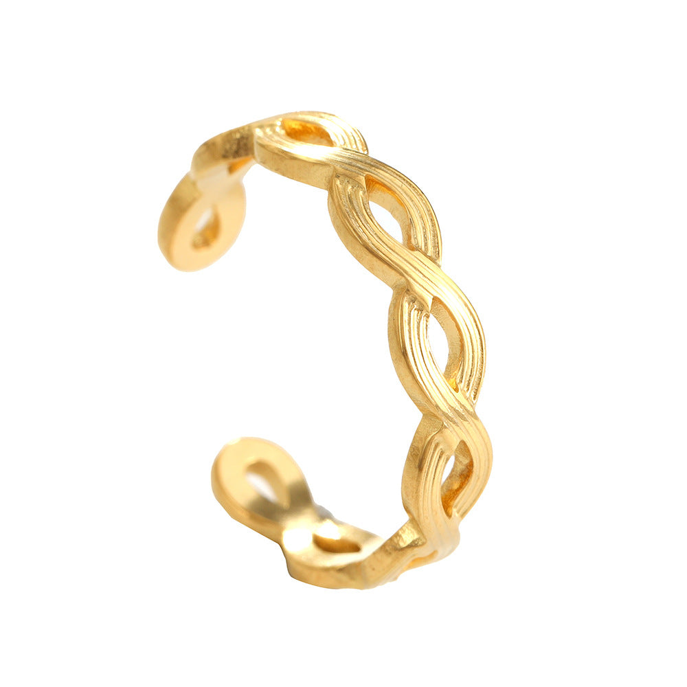 French Style Open Mouth Cold Stainless Steel Personality Special Interest Ring