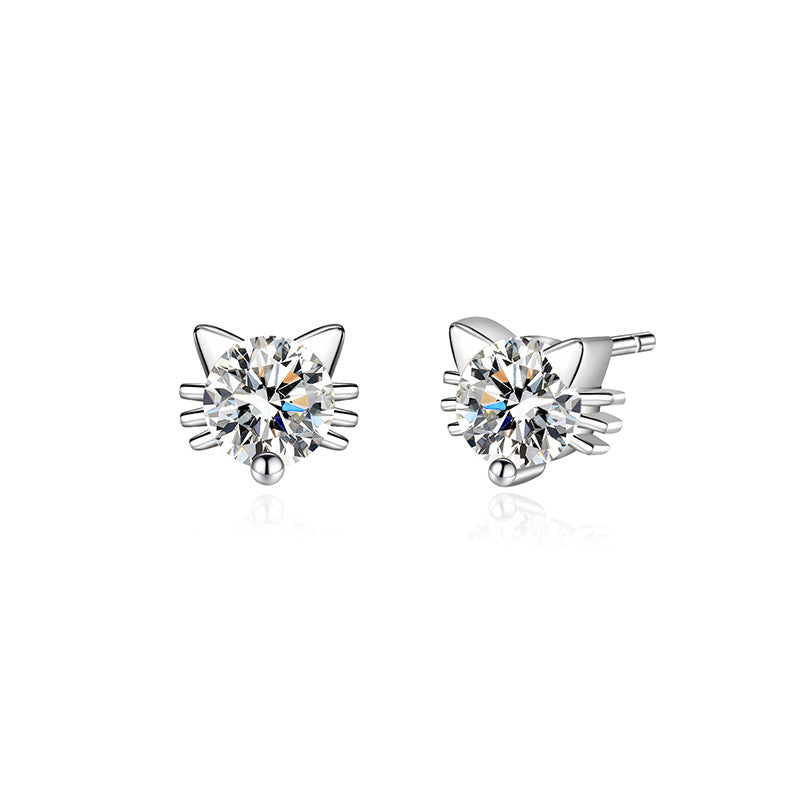 Cat Cute Trendy Zircon Fresh University Earrings