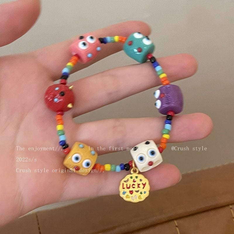 Monster Strawberry Colorful Beaded Female Design Niche Girlfriends Carrying Bracelet